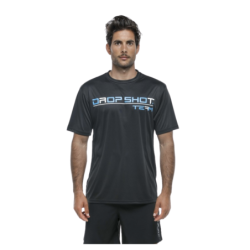 Polera Drop Shot Team Negro Logo Azul