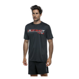 Polera Drop Shot Team Negro Logo Rojo